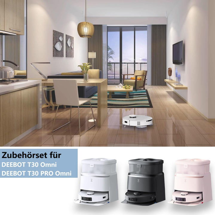 Zubehörset für ECOVACS DEEBOT T30 Omni/ T30 PRO Omni, JKOISL 1*Rollbürste 6*Staubbeutel 4*Mopp Wisch