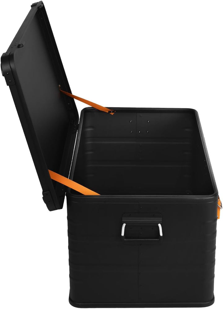 Alubox Alukiste abschliessbar E141B - Premium Aluminium Lagerbox 141 Liter - Deckel mit Aluminium Dr