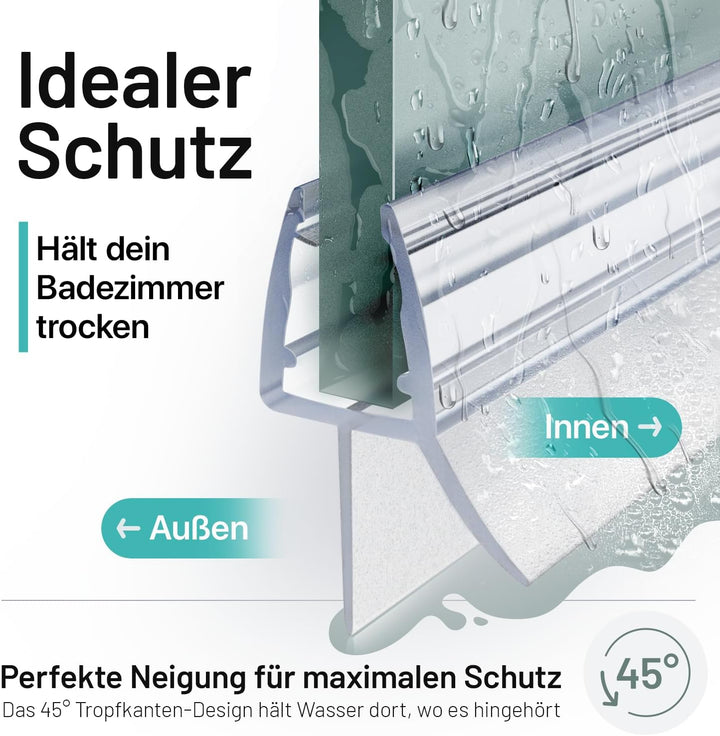 Vellure® Duschdichtung - NEU Premium Dichtung Dusche Glastür - Langlebige Duschtürdichtung unten, Gu