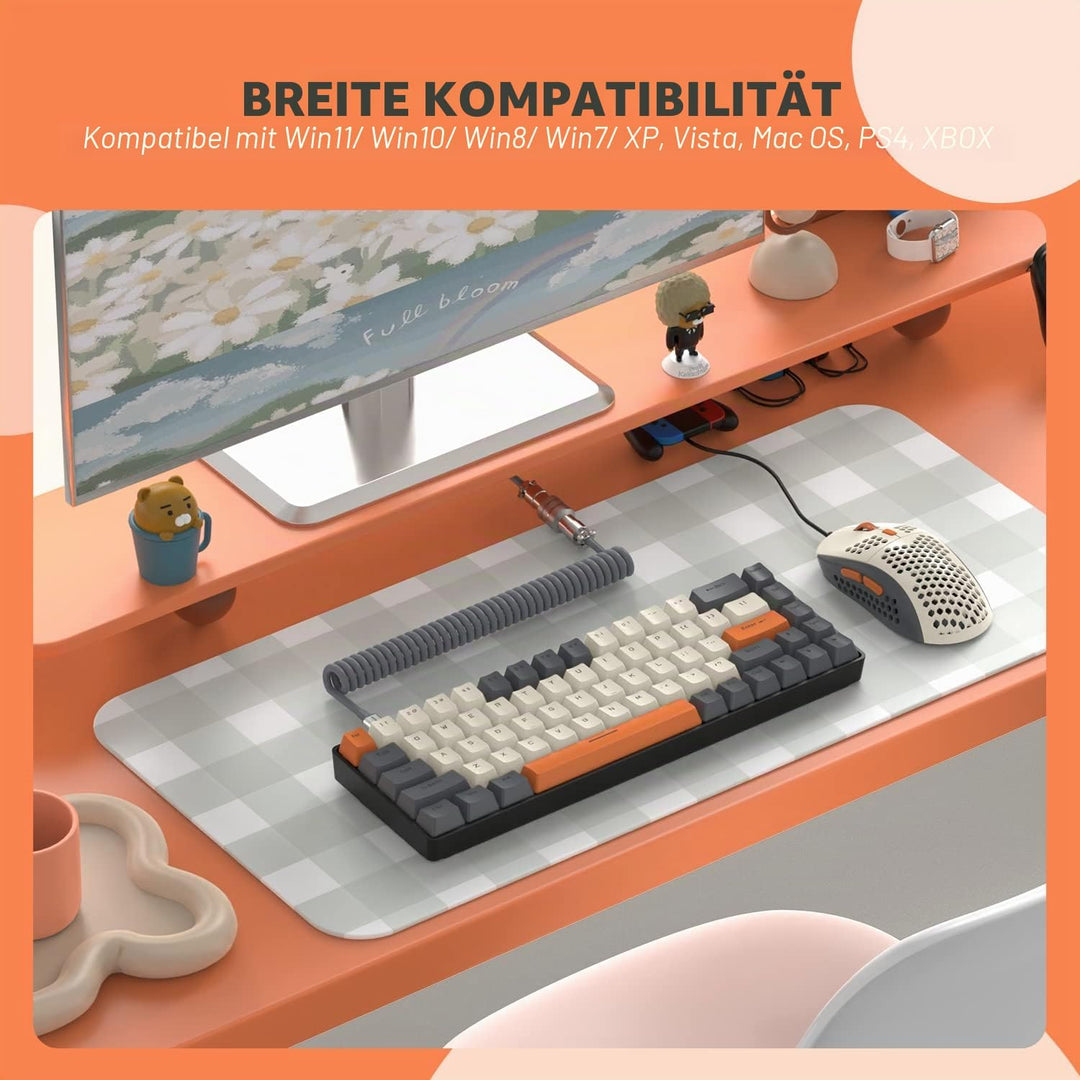 YINDIAO T8 60% RGB Gaming Tastatur und Maus Set + Gewendeltes USB-C Kabel,Kabelgebundene Mechanische