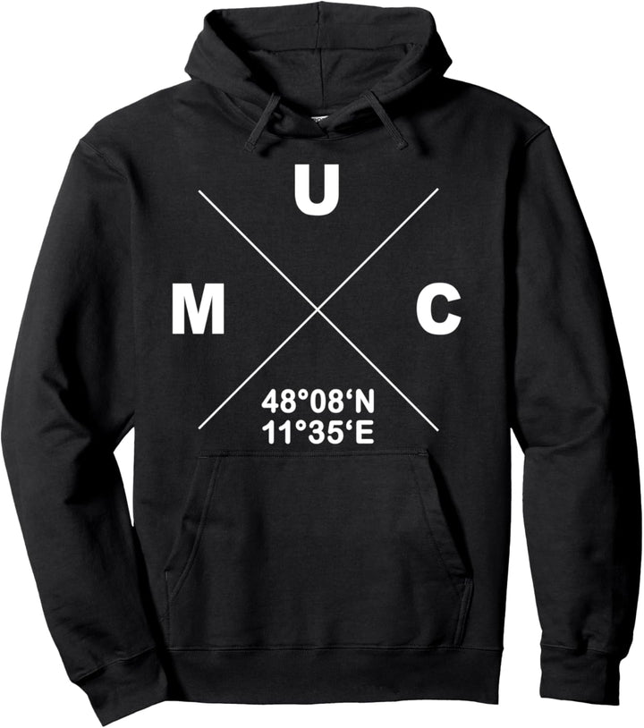 München MUC Minga Heimat Stadt Koordinaten Liebe Statement Pullover Hoodie