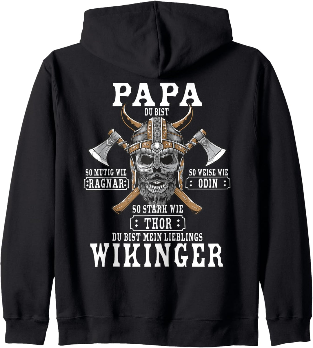 Wikinger Papa - Retro Viking Vater Spruch (Rückendruck) Kapuzenjacke