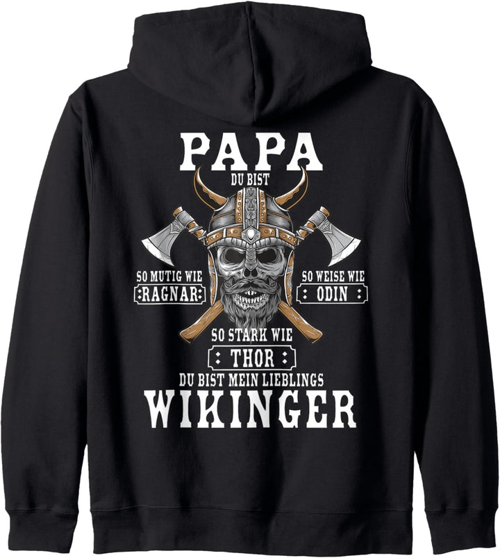 Wikinger Papa - Retro Viking Vater Spruch (Rückendruck) Kapuzenjacke