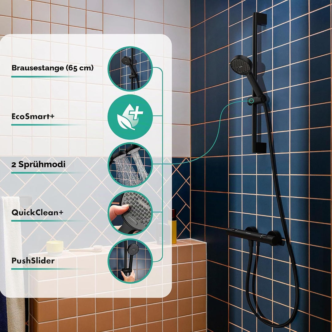 hansgrohe Activera Select S - Duschset mit Duschkopf wassersparend (EcoSmart+, 2 Strahlarten), Dusch