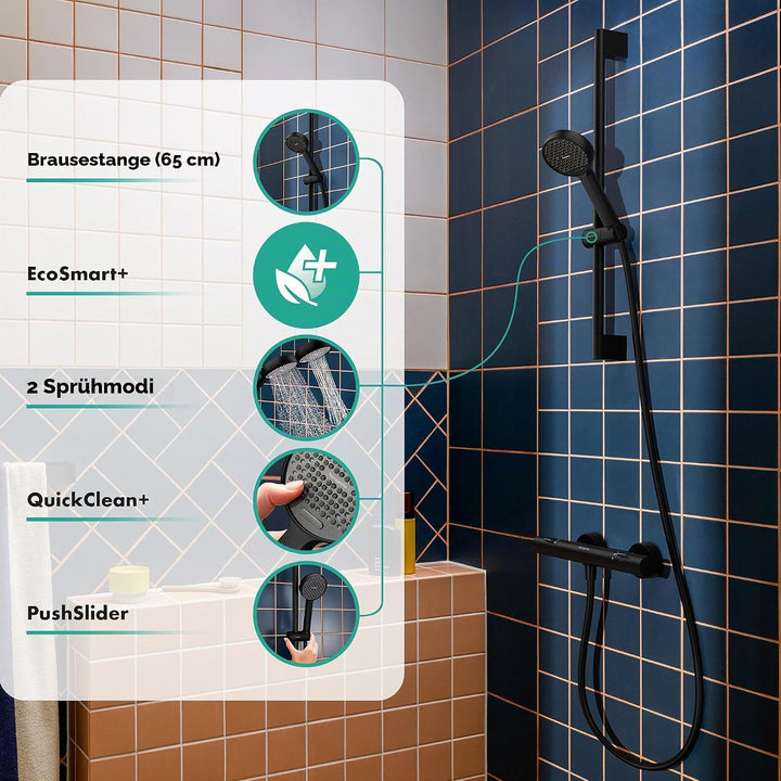 hansgrohe Activera Select S - Duschset mit Duschkopf wassersparend (EcoSmart+, 2 Strahlarten), Dusch