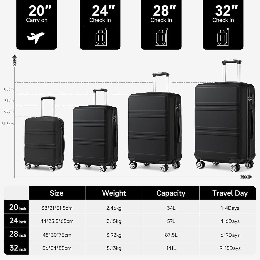 KONO Koffer Grosser 28 Zoll Leicht ABS+PC Hartschalenkoffer XL mit TSA-Schloss Reisekoffer mit 4 Rol