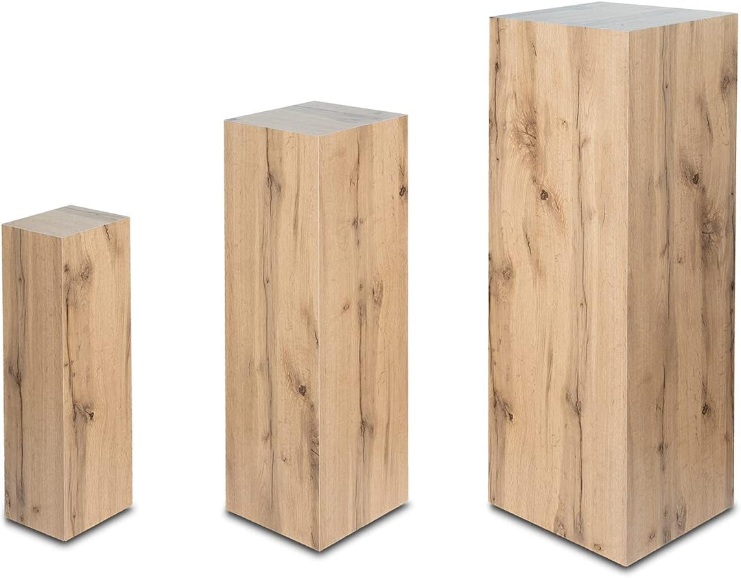 STEMA Seyfried Dekosäule, Podest in 3 Grössen (80x25x25 cm, Eiche) Blumensäule, Blumenständer