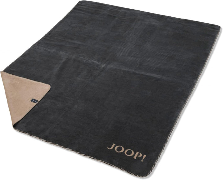 Joop! Wohndecken Uni-Doubleface Anthrazit-Karamell 150x200 cm
