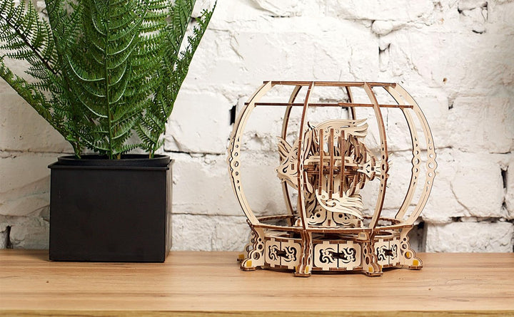 UGEARS Mechanisches 3D-Aquarium-Puzzle – Vatertagsgeschenk, dekoratives Aquarium-Holzpuzzle mit Fede
