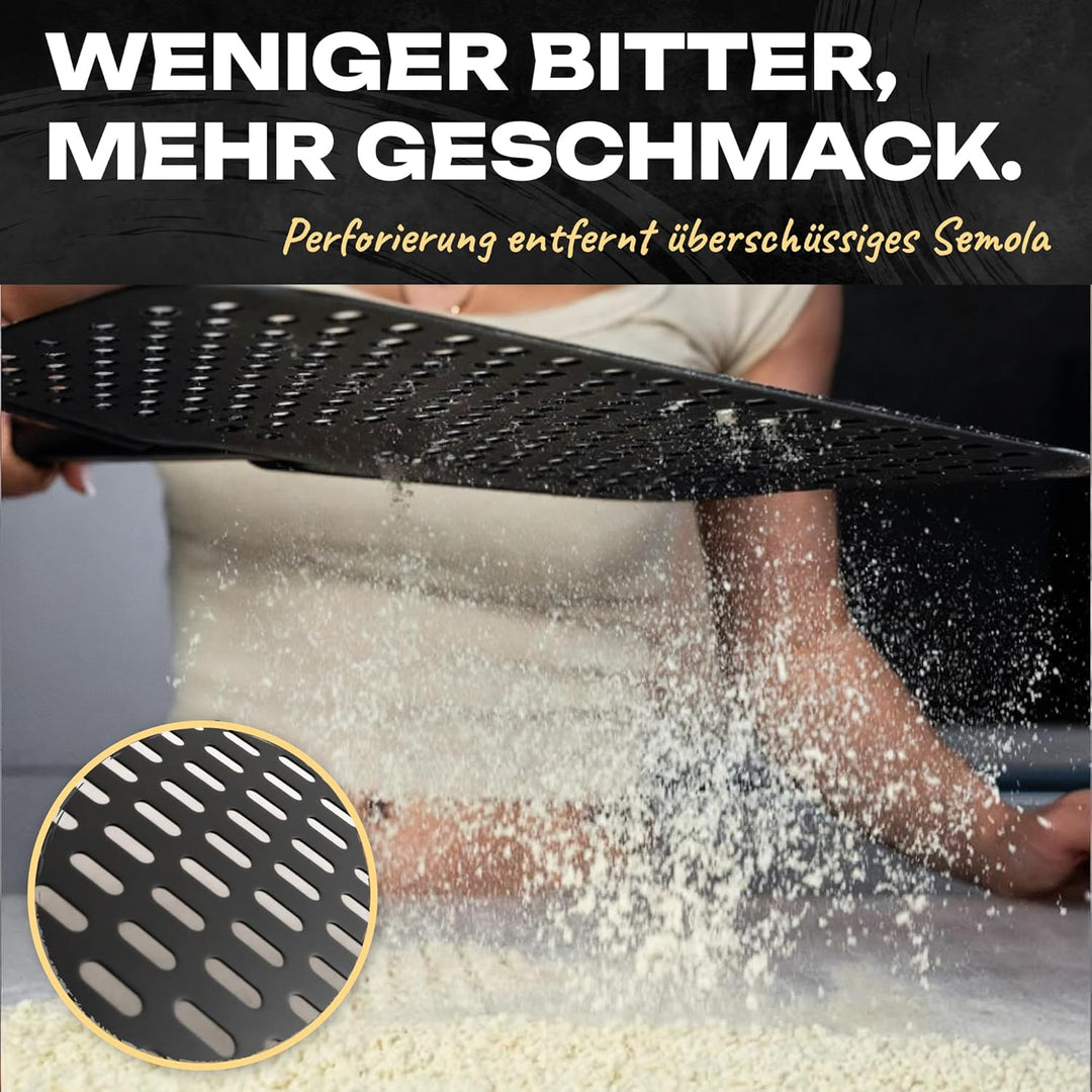 DELICRET „Black Line“ Pizzaschieber 12"/Ø30 – 30×30×72 cm inkl. Ø 32 cm Abkühlgitter für extra knusp