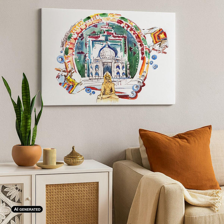 Bilder auf Leinwand Elefanten Indien Religion Kultur Leinwandbild 70x50cm Wandbilder Dekoration Wohn