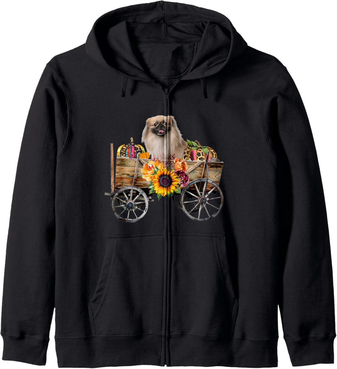 Pekingese Gifts Clothing - Pekingese Dog in Country Wagon Kapuzenjacke