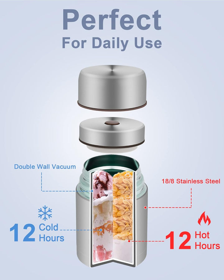 Dreamhigh® Thermobehälter für Essen 800 ml, Edelstahl Warmhaltebehälter Speisegefäss für Essen, Ther