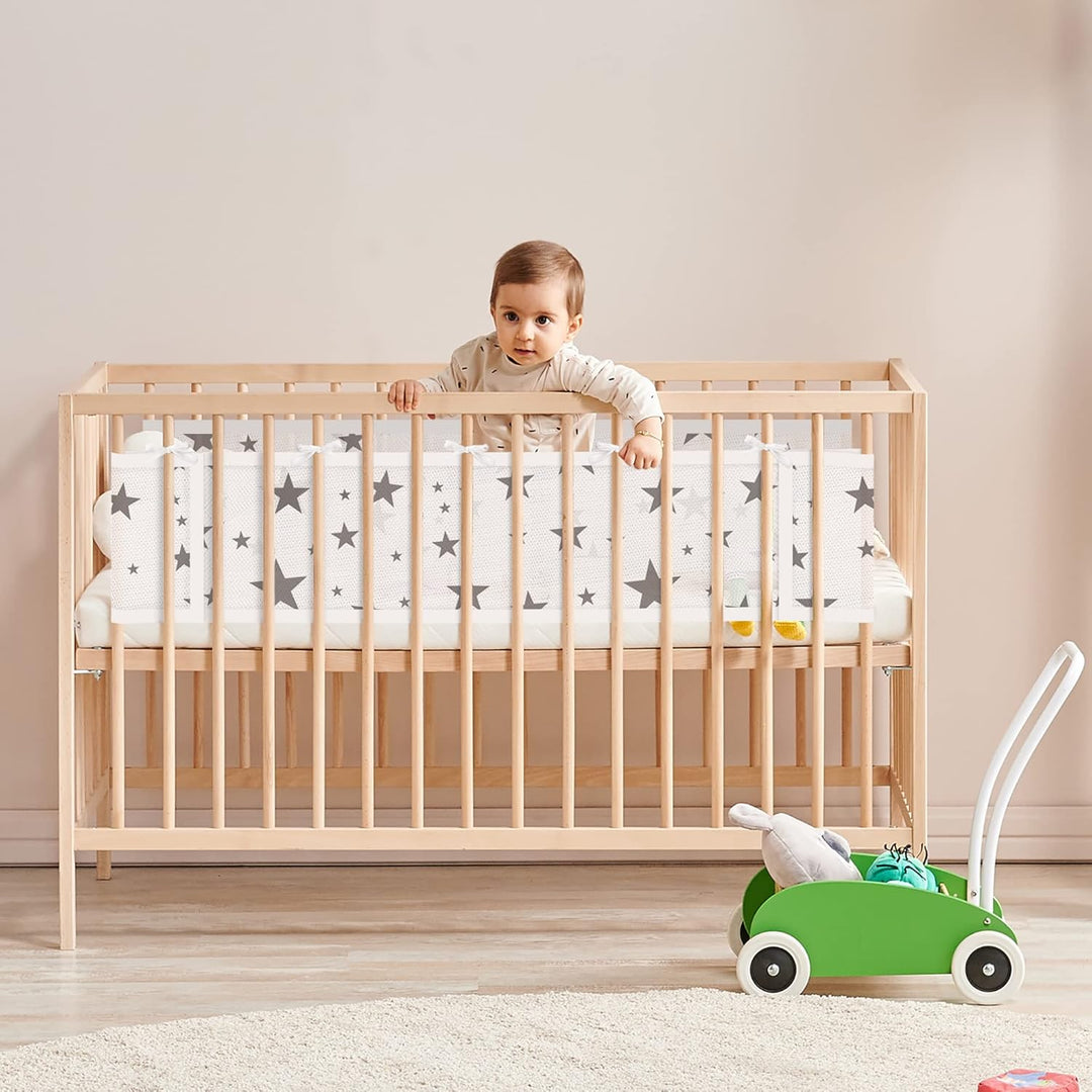 WYSWYG® Atmungsaktive Babybett Umrandungen für Sicherheit &amp; Komfort, Premium Bettumrandung Babybett