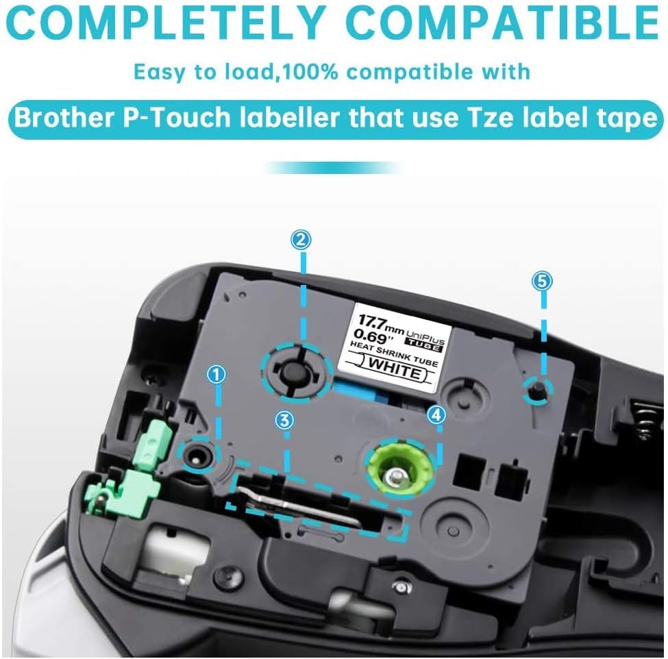UniPlus 3x Schrumpfetikett Kompatibel für Brother Ptouch HSe-241 HSe241 HS241 Schrumpfschläuche Schw