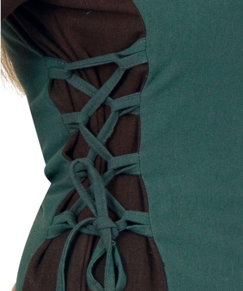 KarnevalsTeufel Mittelalter Maid Damen-Kostüm Mittelalter-Kleid Damen-Outfit grün lang, M