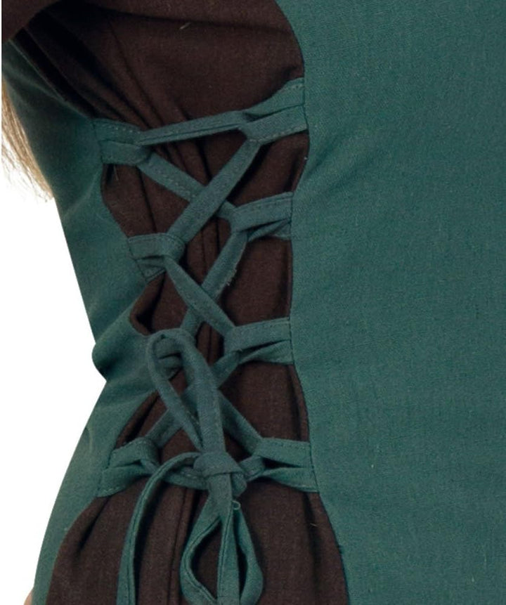 KarnevalsTeufel Mittelalter Maid Damen-Kostüm Mittelalter-Kleid Damen-Outfit grün lang, M