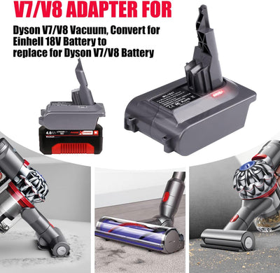 2-in-1-Adapter für Einhell 18V Lithium-Akku Convert to für Dyson V7/8 Handstaubsauger Akku Kompatibe