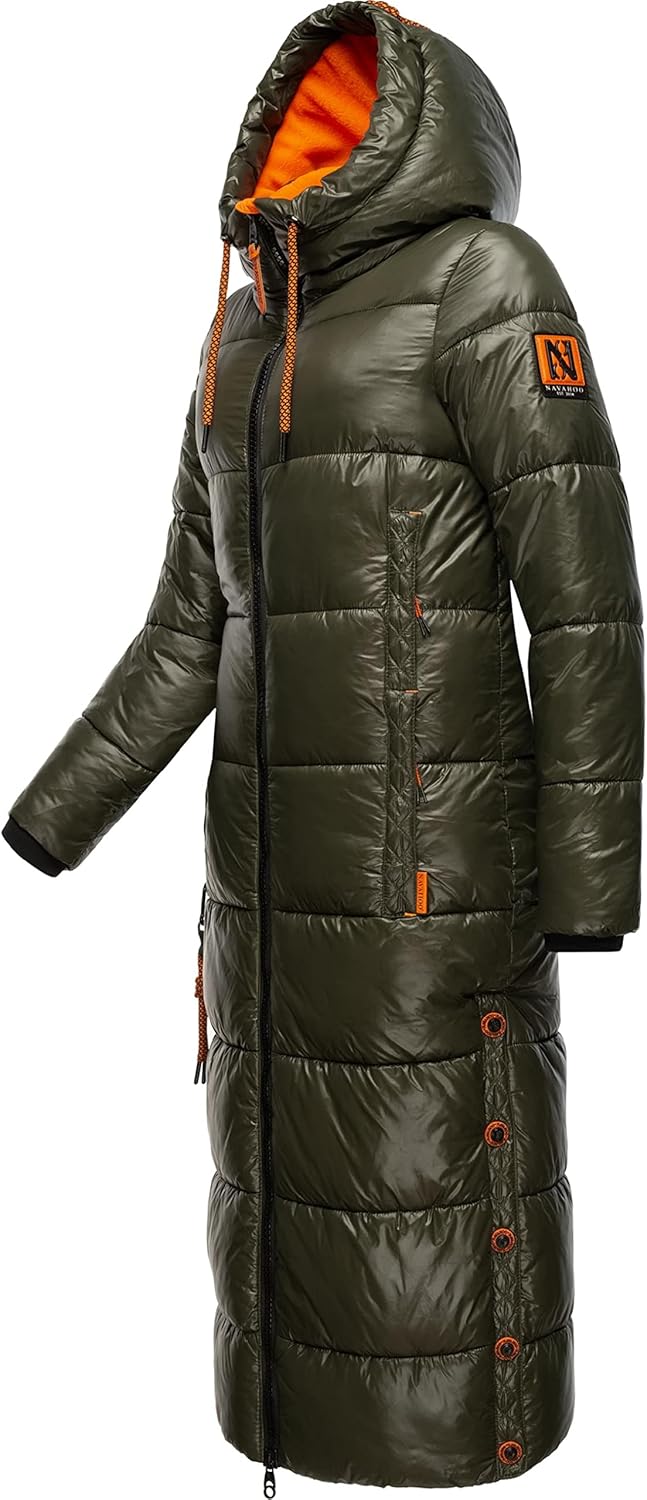 Navahoo Damen Warmer Winter Steppmantel mit Kapuze Schmuseengel XS-XXL S Dark Olive, S Dark Olive
