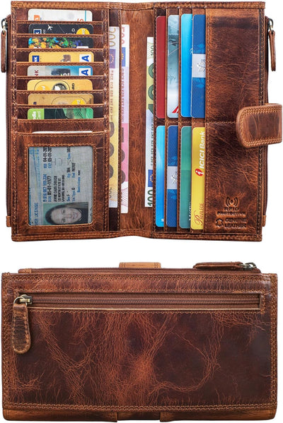 STILORD 'Alyssa' Portemonnaie Handy Leder Damen Reisebörse RFID Geldbörse mit Handyfach ideal für 6,
