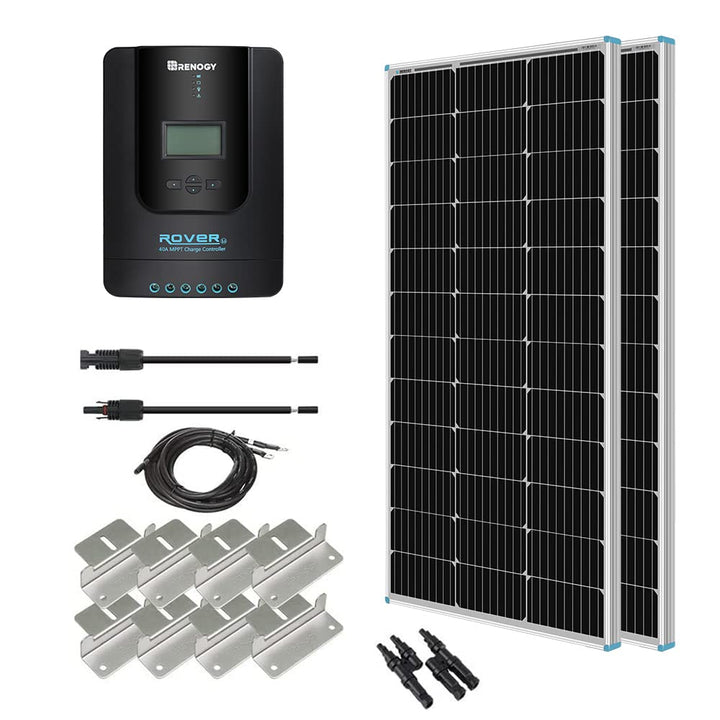 Renogy 12V 1KWh Solaranlage, Inselanlage Solar Set mit 200W 12V Monokristallin Solarmodul, 12V 40A M