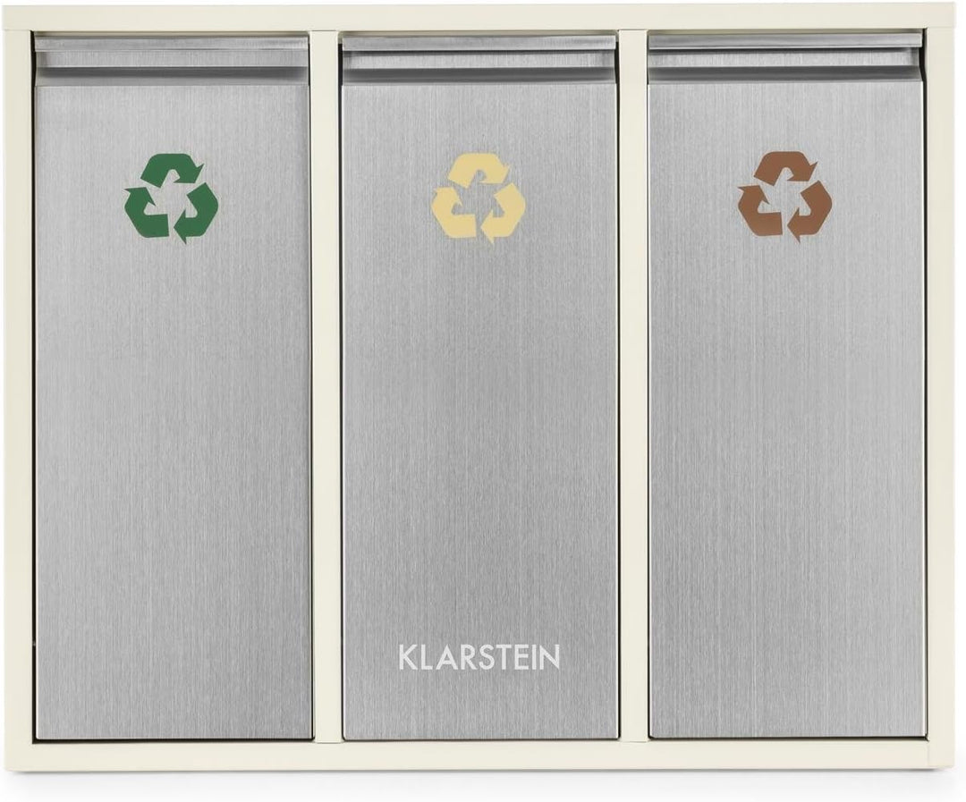Klarstein Ordnungshüter 3 - Mülltrennsystem, Mülleimer, Mülltrenner, 45 Liter (3 x 15 L), Frontklapp