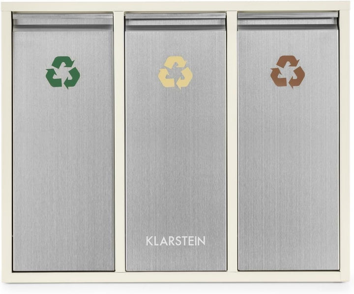 Klarstein Ordnungshüter 3 - Mülltrennsystem, Mülleimer, Mülltrenner, 45 Liter (3 x 15 L), Frontklapp