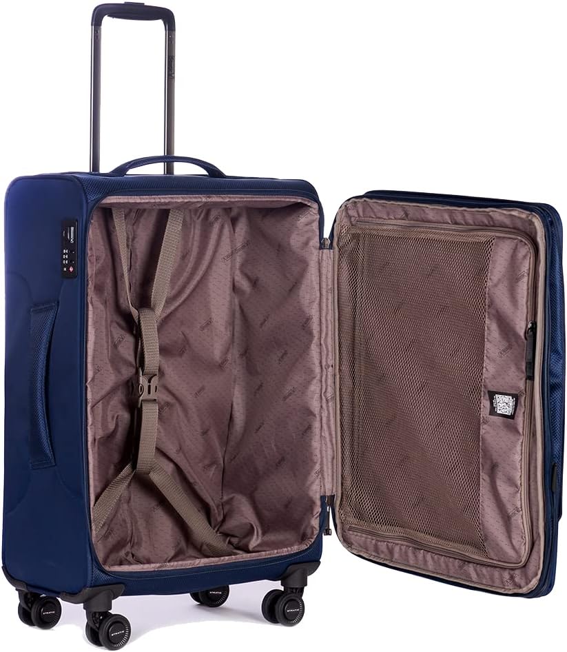 Stratic Mix Koffer Weichschale Reisekoffer Trolley Rollkoffer mittelgross, TSA Kofferschloss, 4 Roll