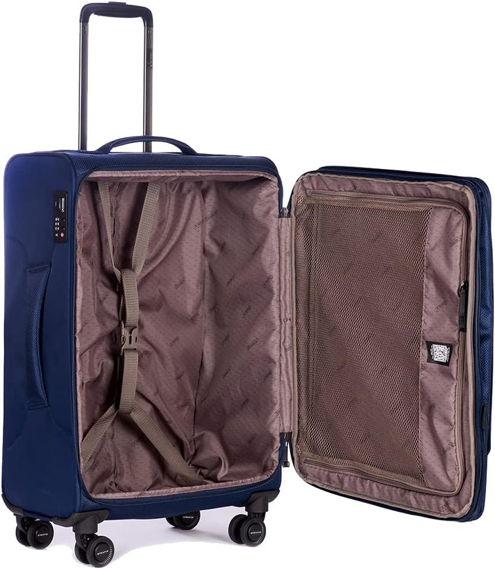 Stratic Mix Koffer Weichschale Reisekoffer Trolley Rollkoffer mittelgross, TSA Kofferschloss, 4 Roll