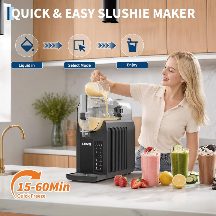 Slush Maschine, 6-in-1 Slush Ice Maker,2 l, 7 Smarten Programma, Softeismaschine Für Zuhause, Automa
