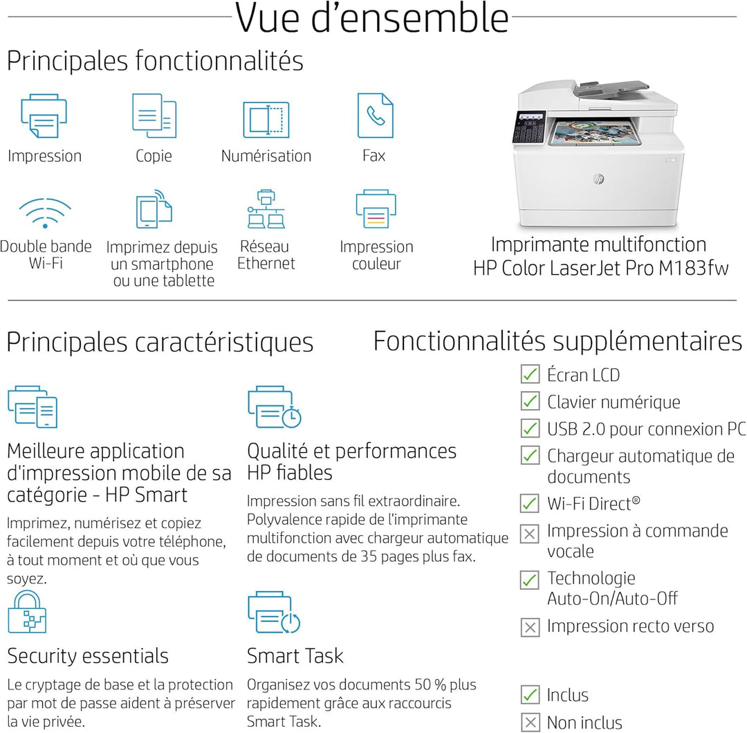 HP Color LaserJet Pro M183fw Multifunktions-Farblaserdrucker (Drucker, Scanner, Kopierer, Fax, WLAN,