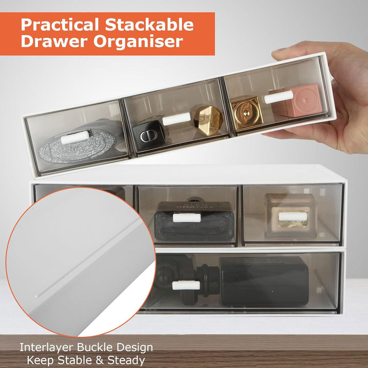 MUXHEL Stapelbarer Schreibtisch-Organizer mit 9 Schubladen, 4-tier Aufbewahrungsbox Kunststoff, Schu