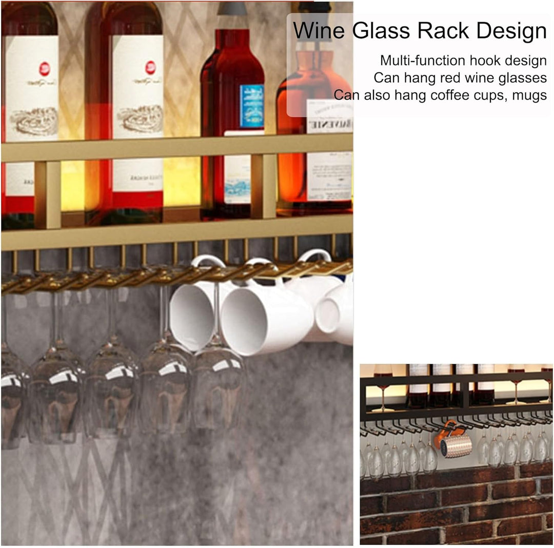 Weinregal Wand Metall Bar Regal Wand Flaschenregal Schmal Barschrank Weinständer mit Licht Weinglash