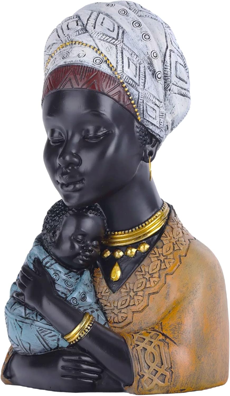 Home Decor Afrikanische Kunst Skulpturen, afrikanische Frau und Sohn Statue, Schwarze Statuen afrika