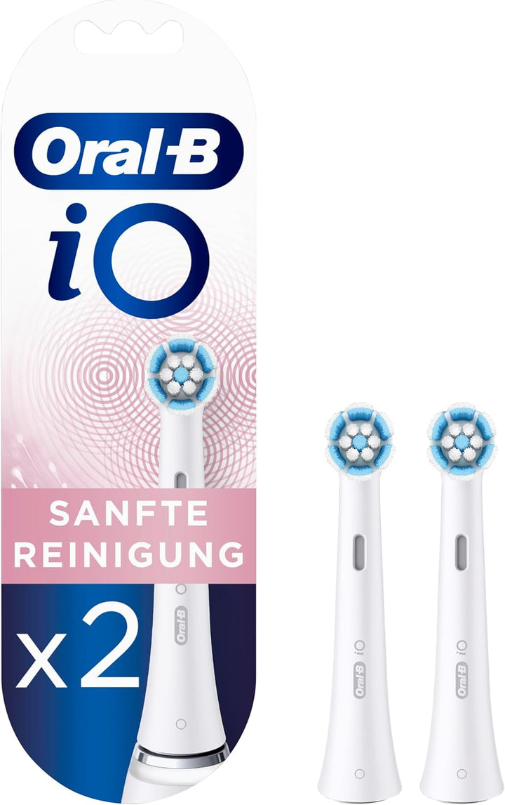Oral-B iO Sanfte Reinigung Aufsteckbürsten für elektrische Zahnbürste, 2 Stück, sanfte Zahnreinigung