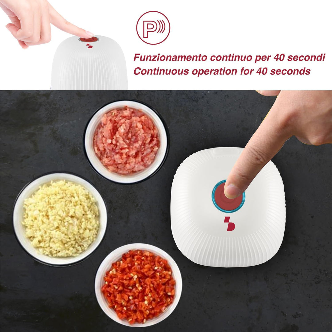 BEPER P102ROB051 Wiederaufladbarer Mini-Zerkleinerer, 350 ml, kabelloser Zerkleinerer mit 3 Klingen