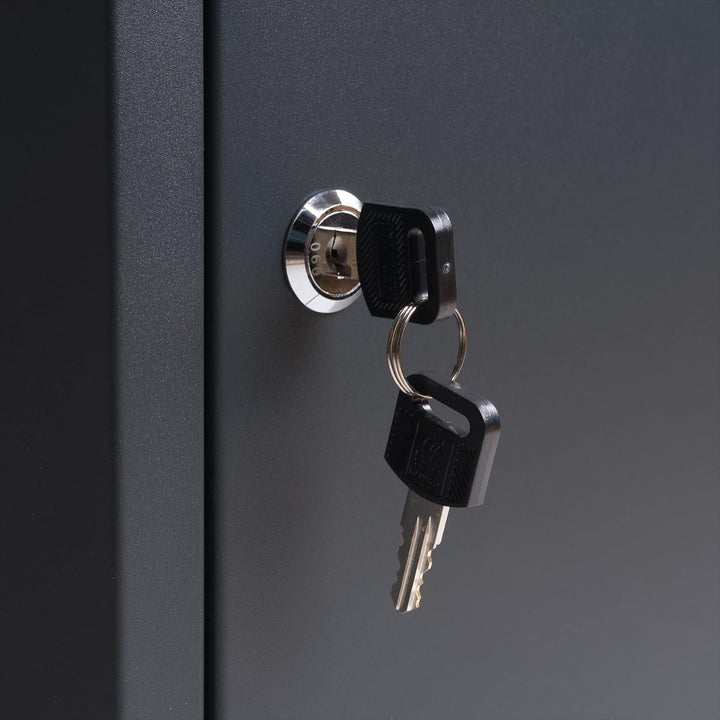 Zelsius Briefkasten mit Paketfach Merkur | pulverbeschichteter Stahl mit Edelstahl Elementen | RAL70