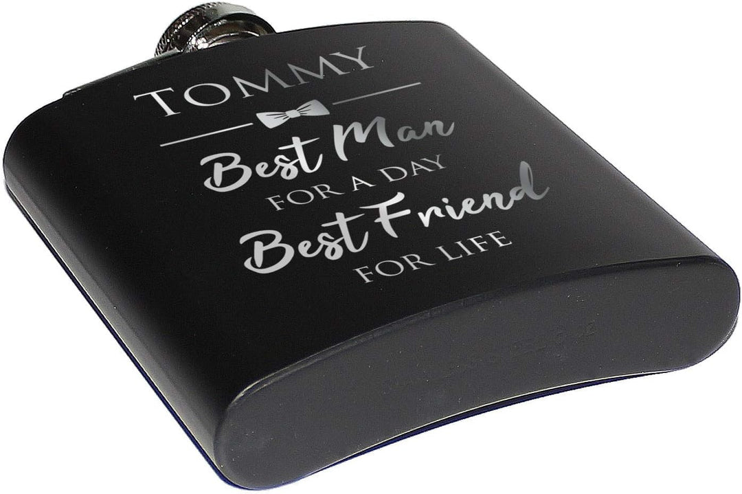 Best Man Flachmann Schwarz mit persönlicher Gravur Geschenk Bester Trauzeuge Best Friend Groomsmen M