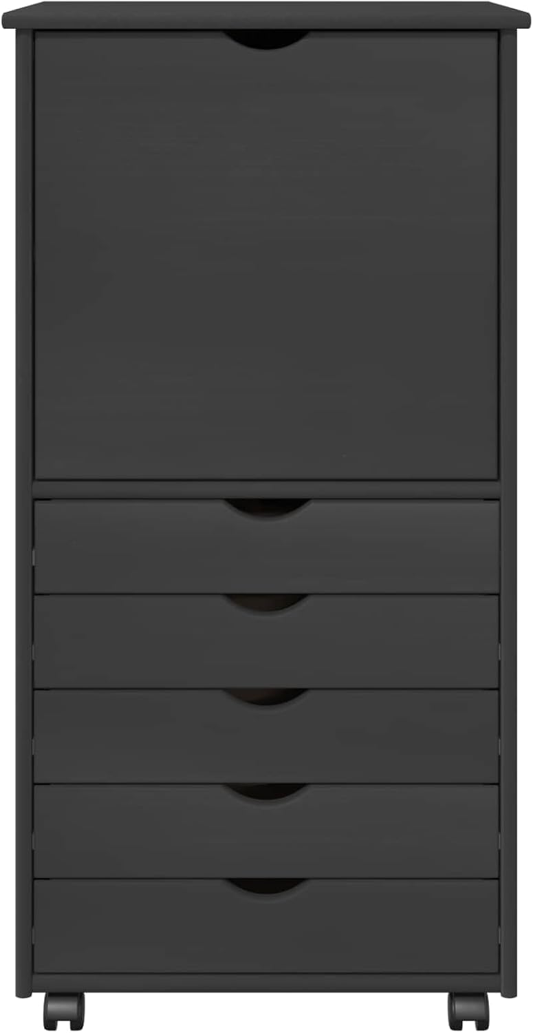 vidaXL Rollschrank 53 x 39 x 103 cm Massivholz Kiefer Grau, Grau