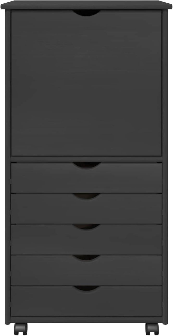 vidaXL Rollschrank 53 x 39 x 103 cm Massivholz Kiefer Grau, Grau