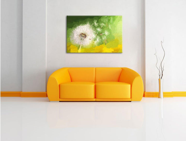 Pixxprint Löwenzahn Samen Kunst als Leinwandbild/Grösse: 100x70 cm/Wandbild/Kunstdruck/fertig bespan