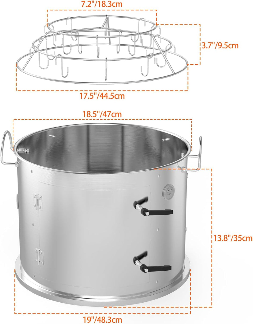 Onlyfire BRK-6115 Edelstahl Räucherkammer Mittelkochsystem für Weber 47 cm Kugel-Holzkohlegrill (Rin