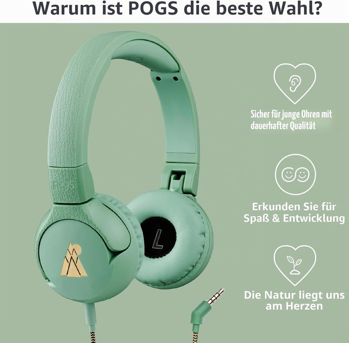 POGS-Kinderkopfhörer mit Kabel | The Elephant 2 | Faltbarer robuster Kinderkopfhörer ab 3 Jahren | L