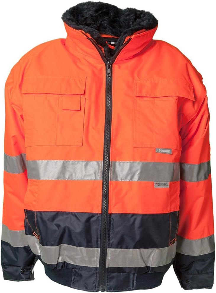 Planam Grösse 7XL Herren Warn-/Wetterschutz Comfortjacke 2-farbig orange marine Modell 2046