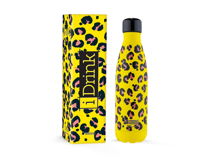IDRINK® - Revolutionäre Thermoflasche, 2-wandig, Edelstahlflasche ENDE DER SERIE PREIS, 500 ML LEOPA