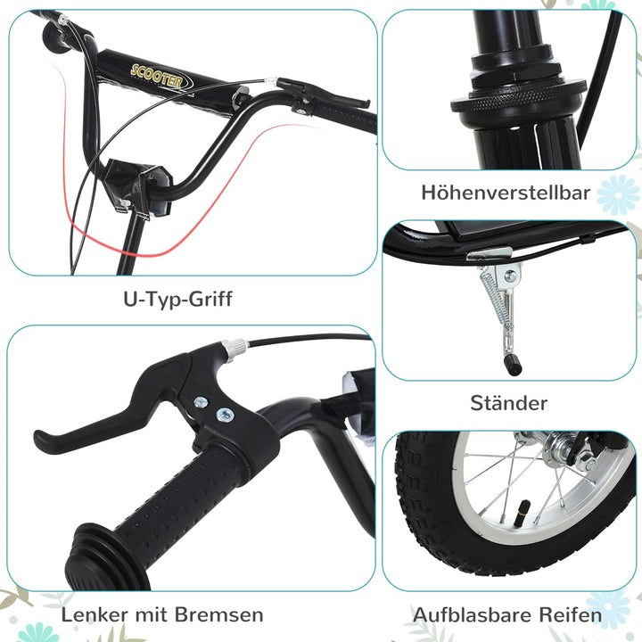 HOMCOM Kinderroller ab 5 Jahre Scooter Kinderscooter Tretroller Cityroller Kinder Roller Kickboard m