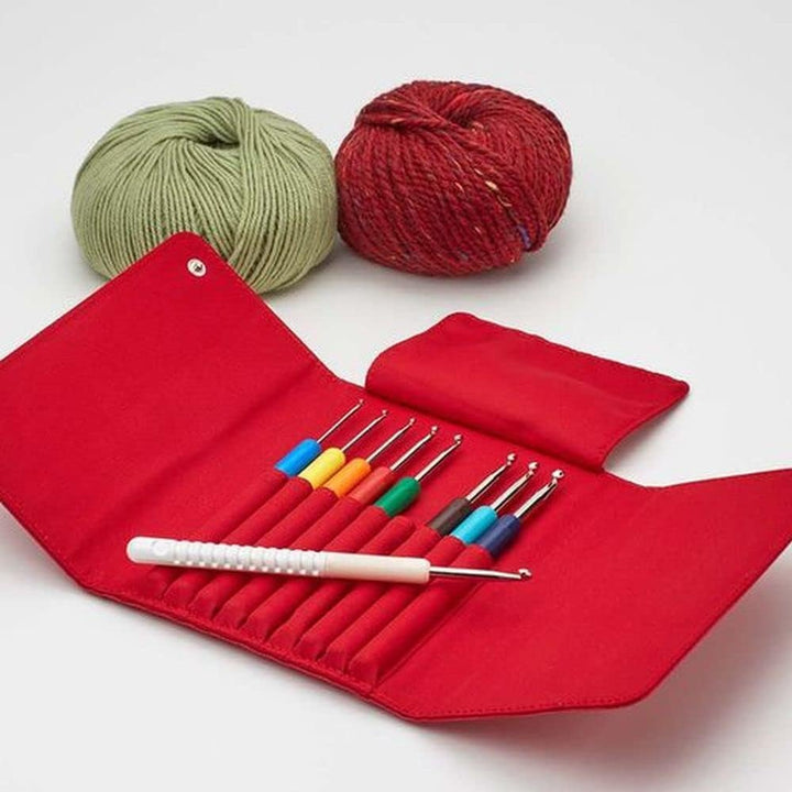 Addi Crochet Hook Case, Aluminium, Red, 2 bis 6mm 2.00 bis 6.00mm, 2.00 bis 6.00mm