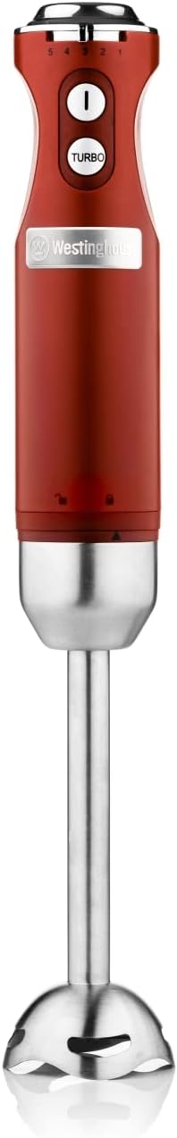 Westinghouse Retro Pürierstab & Stabmixer Rot - Mixstab aus Edelstahl, verschiedene Geschwindigkeite