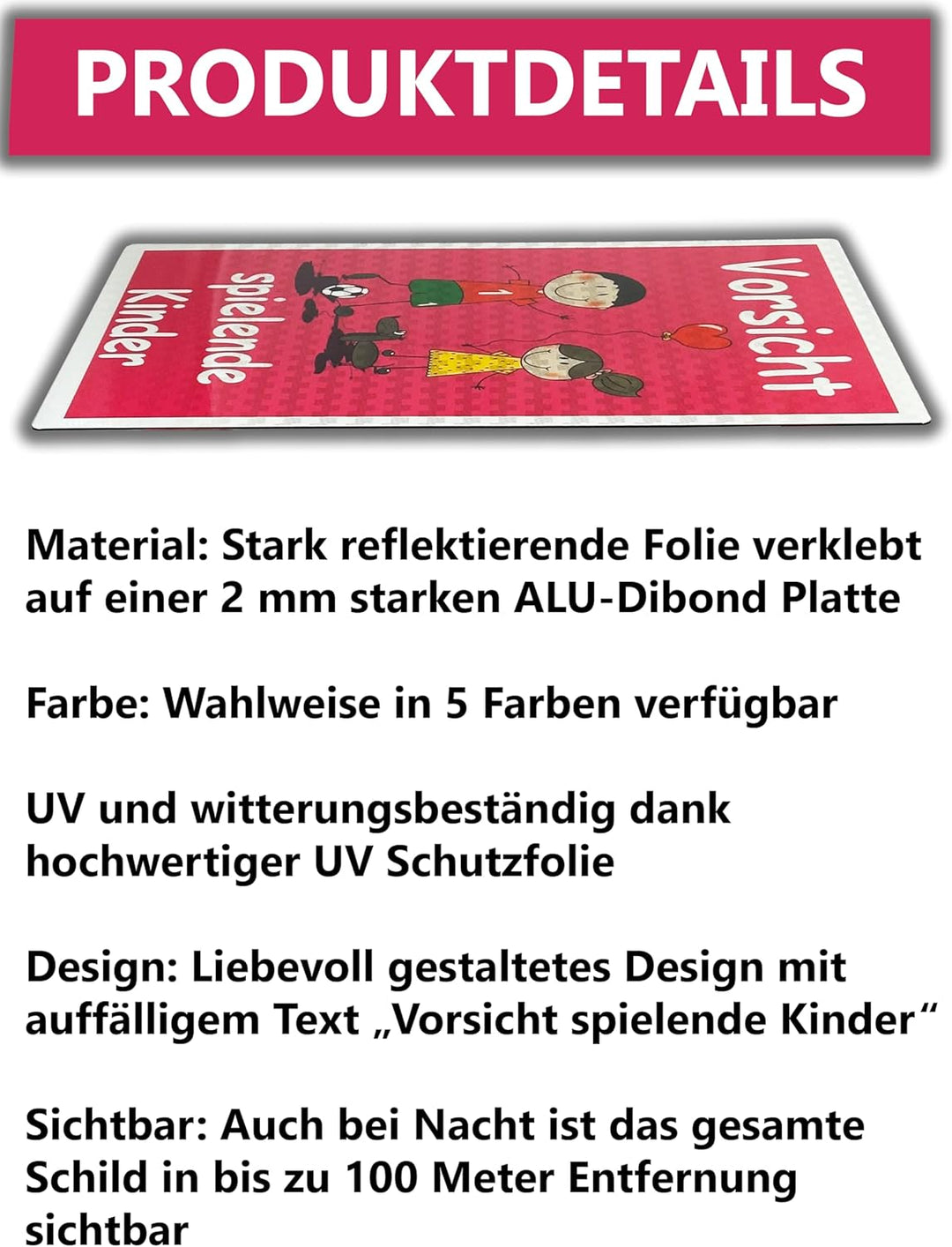 UvV Warnschild Vorsicht spielende Kinder 60 x 45 cm reflektierend - hochwertiges Alu-Dibond Schild -