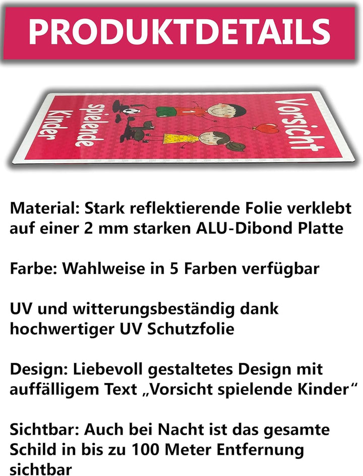 UvV Warnschild Vorsicht spielende Kinder 60 x 45 cm reflektierend - hochwertiges Alu-Dibond Schild -